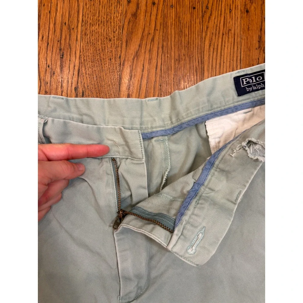 Polo Ralph Lauren Mens Chino Shorts Size 38 Light Green Cotton Twill Flat Front